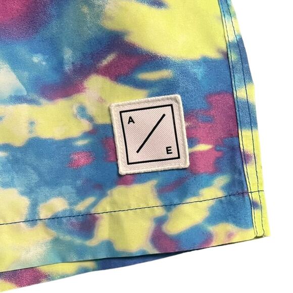 American Eagle Mens Swimming Trunks Retro Tie Dye Swim Board Shorts - Picture 3 of 8